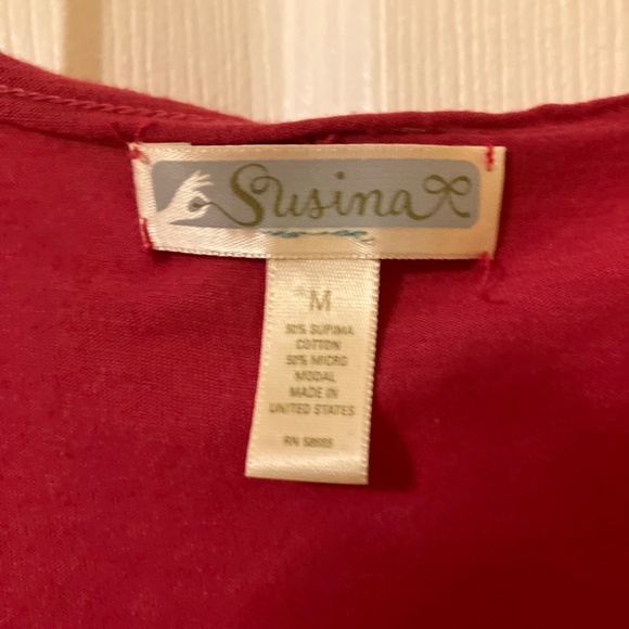 Susina cap sleeve red lightweight top size M - Picture 3 of 4